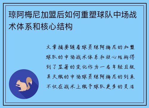 琼阿梅尼加盟后如何重塑球队中场战术体系和核心结构