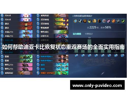 如何帮助迪亚卡比恢复状态重返赛场的全面实用指南 如何帮助迪亚卡比恢复状态重返赛场的全面实用指南